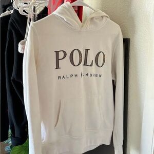 Polo by Ralph Lauren Cream Logo Hoodie with Front Pocket